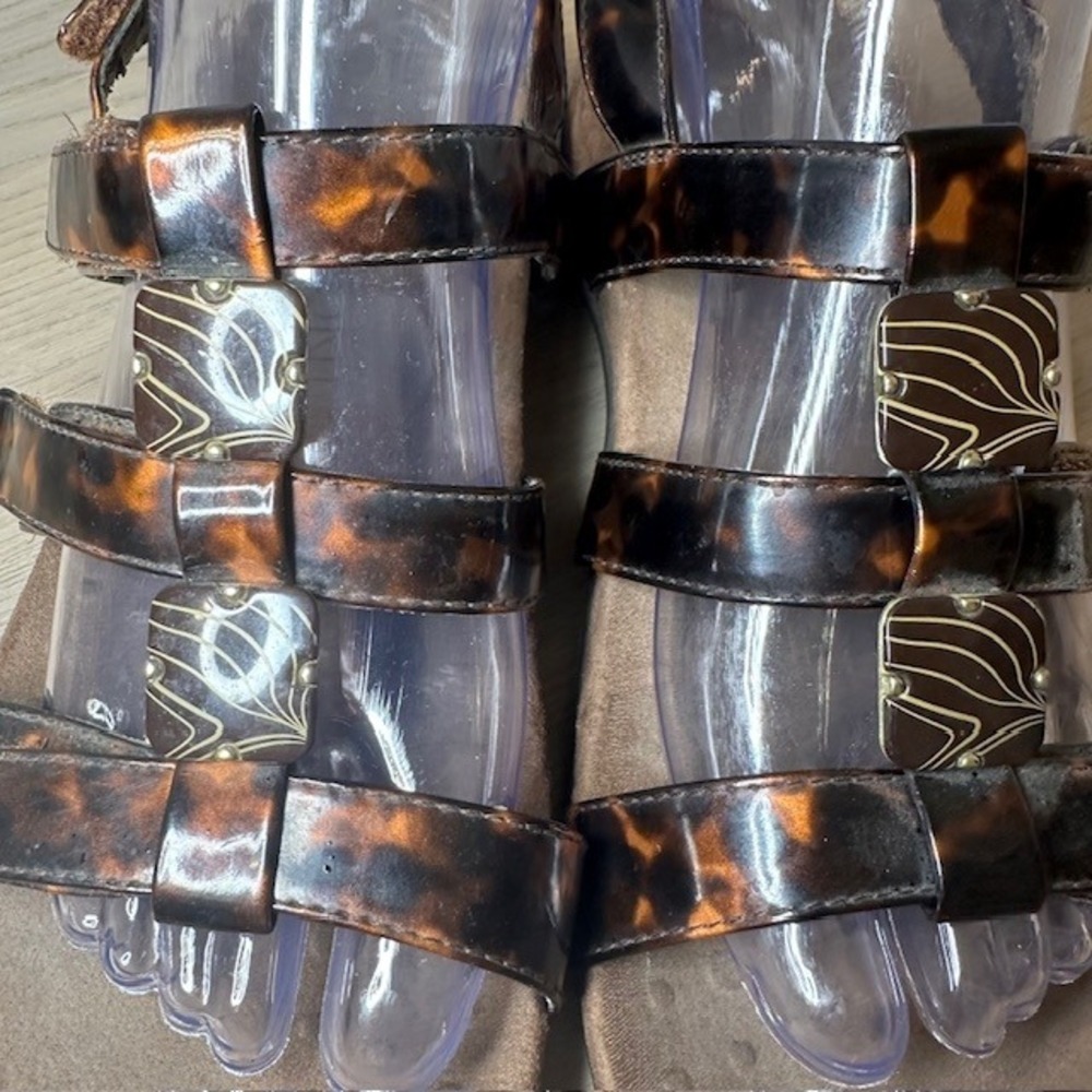 Vionic Amber Tortoiseshell Strappy Wedge Sandals Women's Size 7 Comfort - Picture 3 of 8